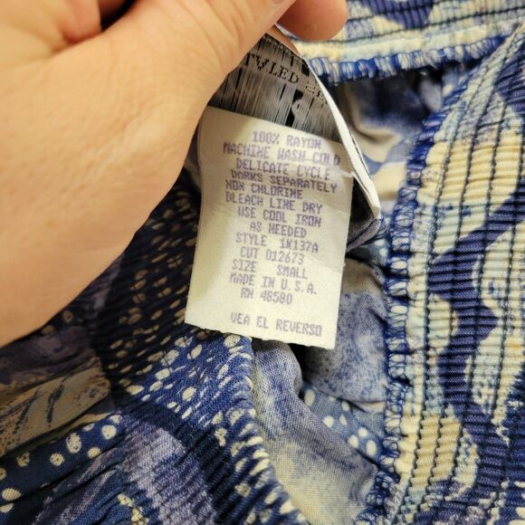 Connection Related Skirt Women Small Midi Blue White Boho Rayon USA Made Pull On - Picture 5 of 12